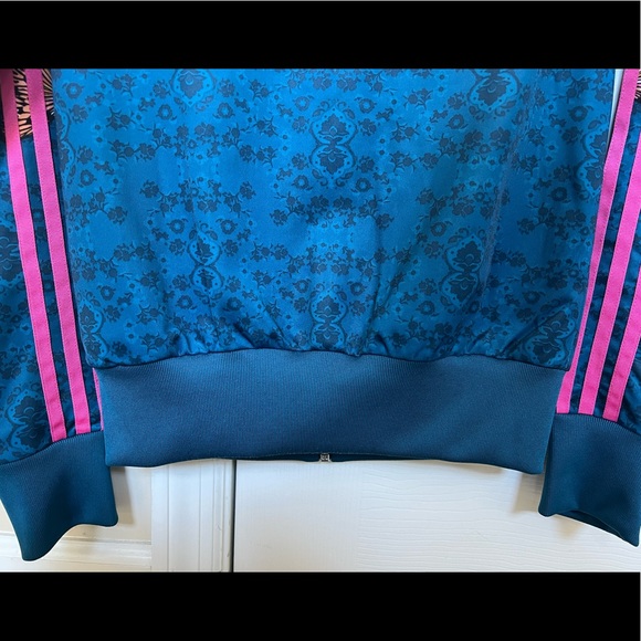 Adidas x Farm Rio Borbomix Floral Blue Pink Trim Track Jacket Bomber - Picture 11 of 12
